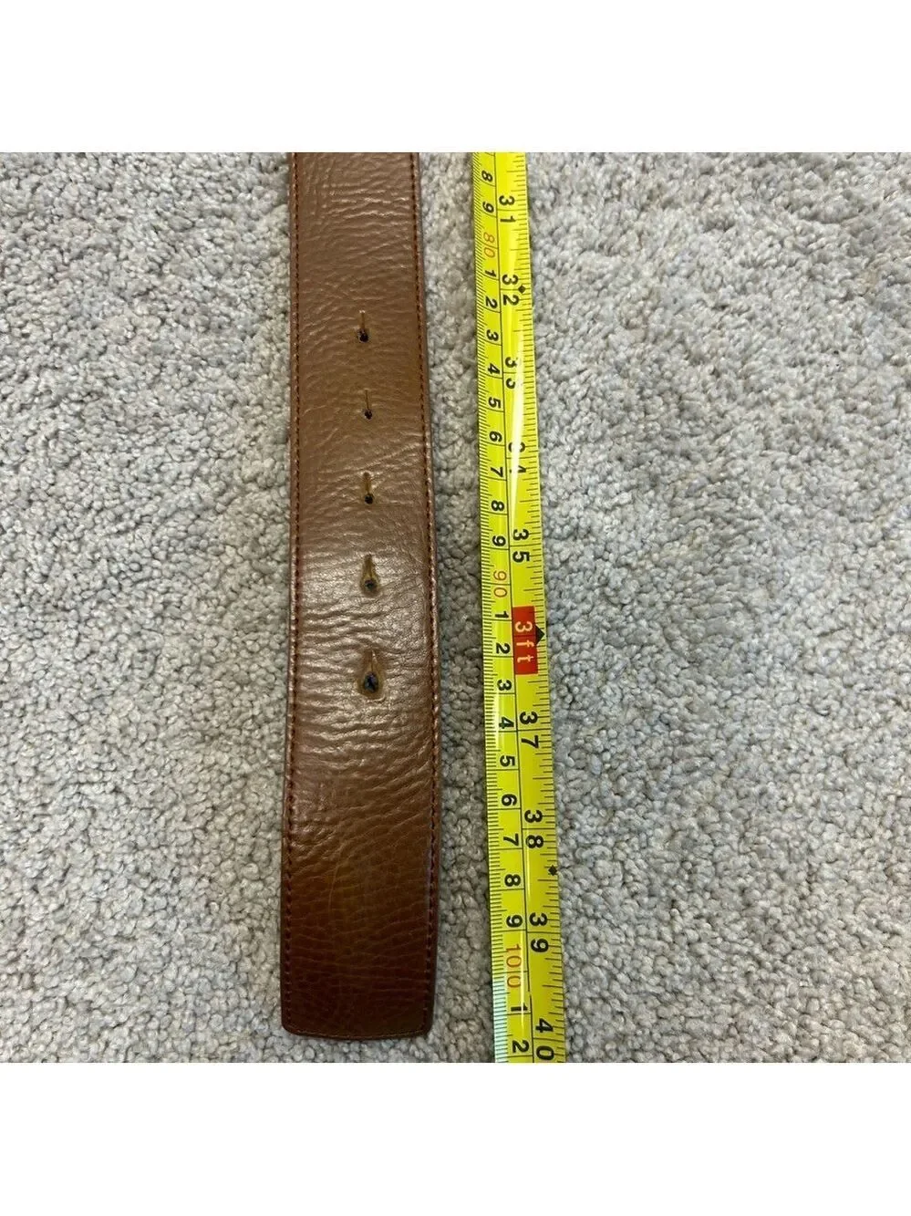 Olsen Europe camel brown orange stone crystal rhinestone buckle leather belt 8